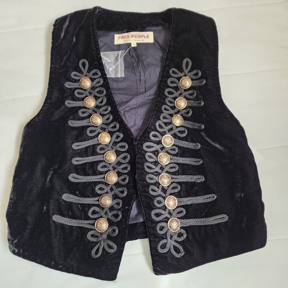 FREE PEOPLE Decorated Officer Black Vest - Picture 6 of 16